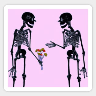 Pink Skeleton Lovers Sticker